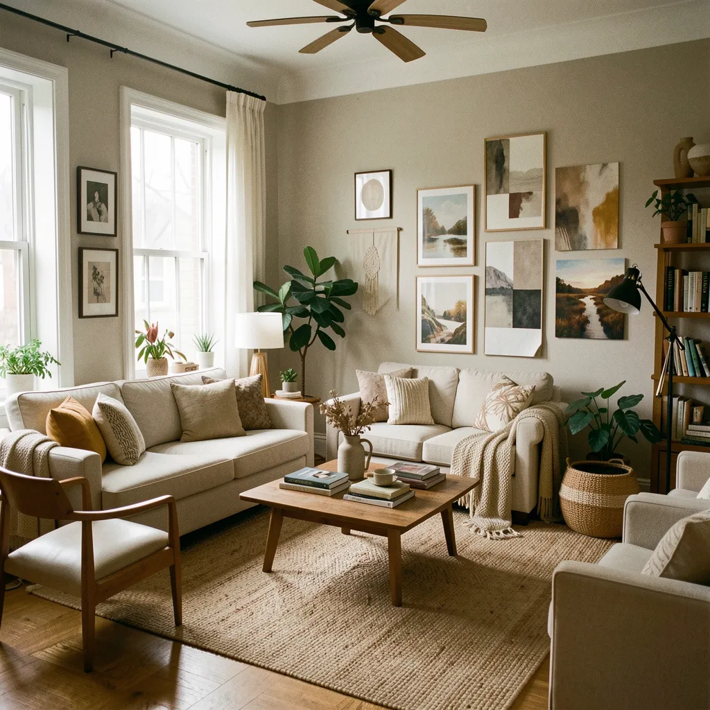 Elegant living space with natural materials